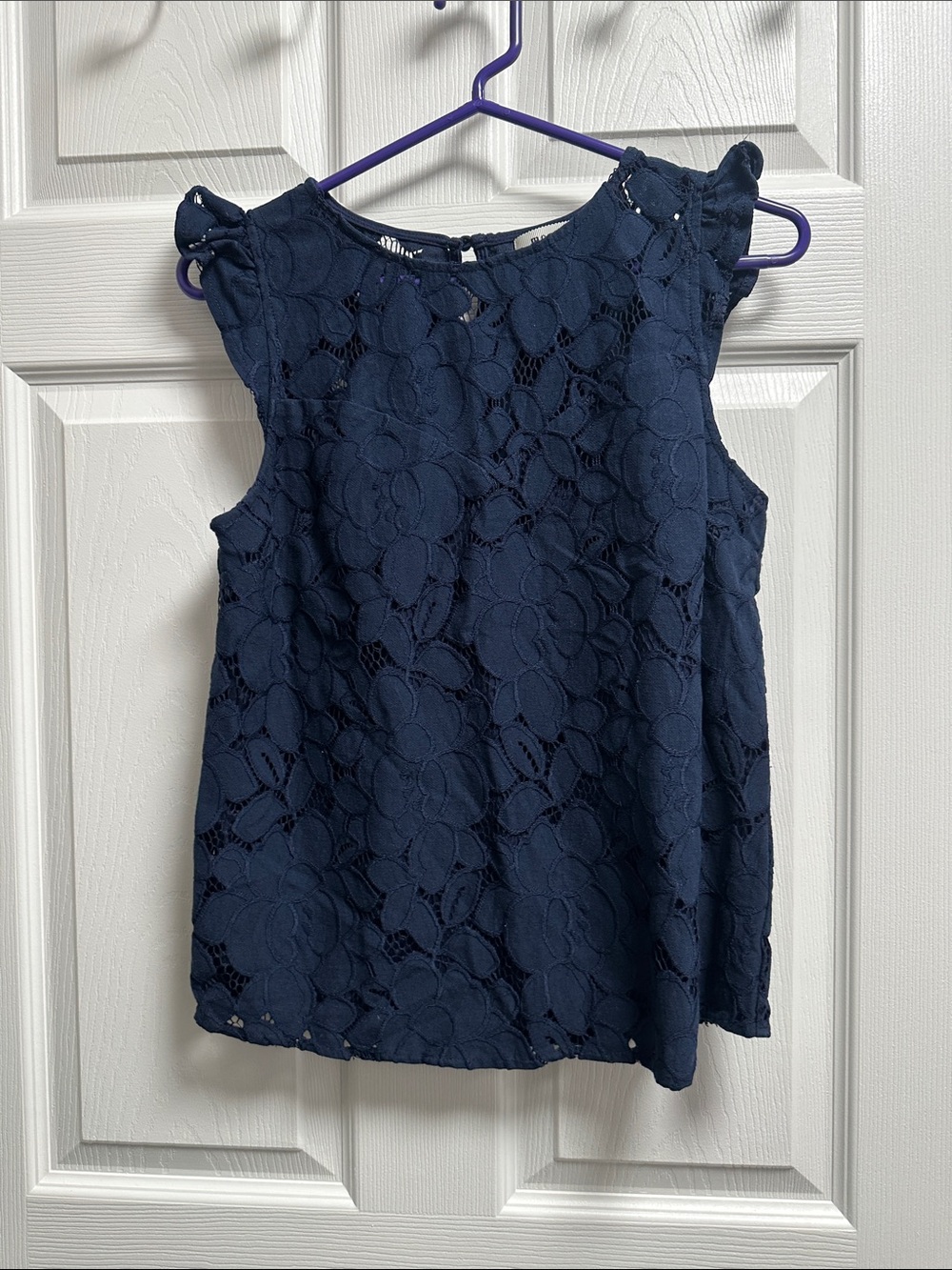 Lace Overlay Navy Sleeveless Camisole